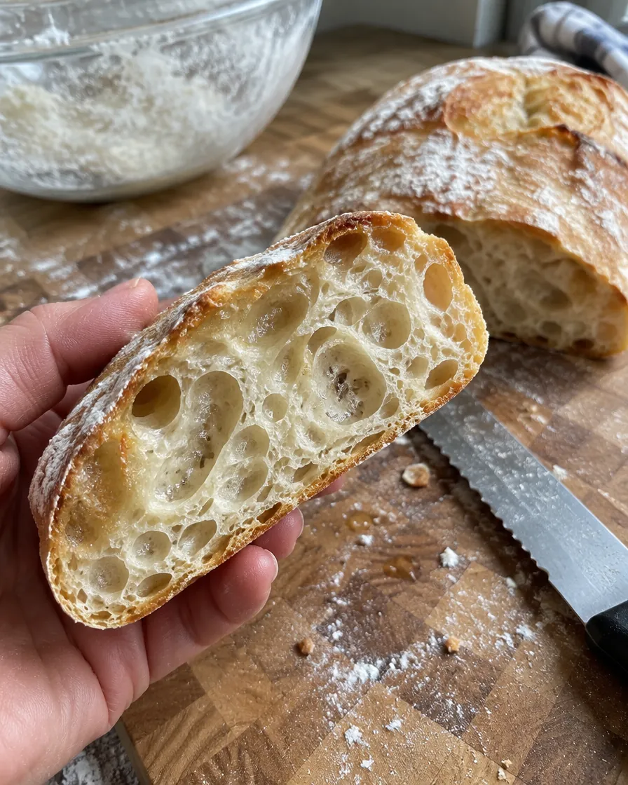 Slice showing the open crumb