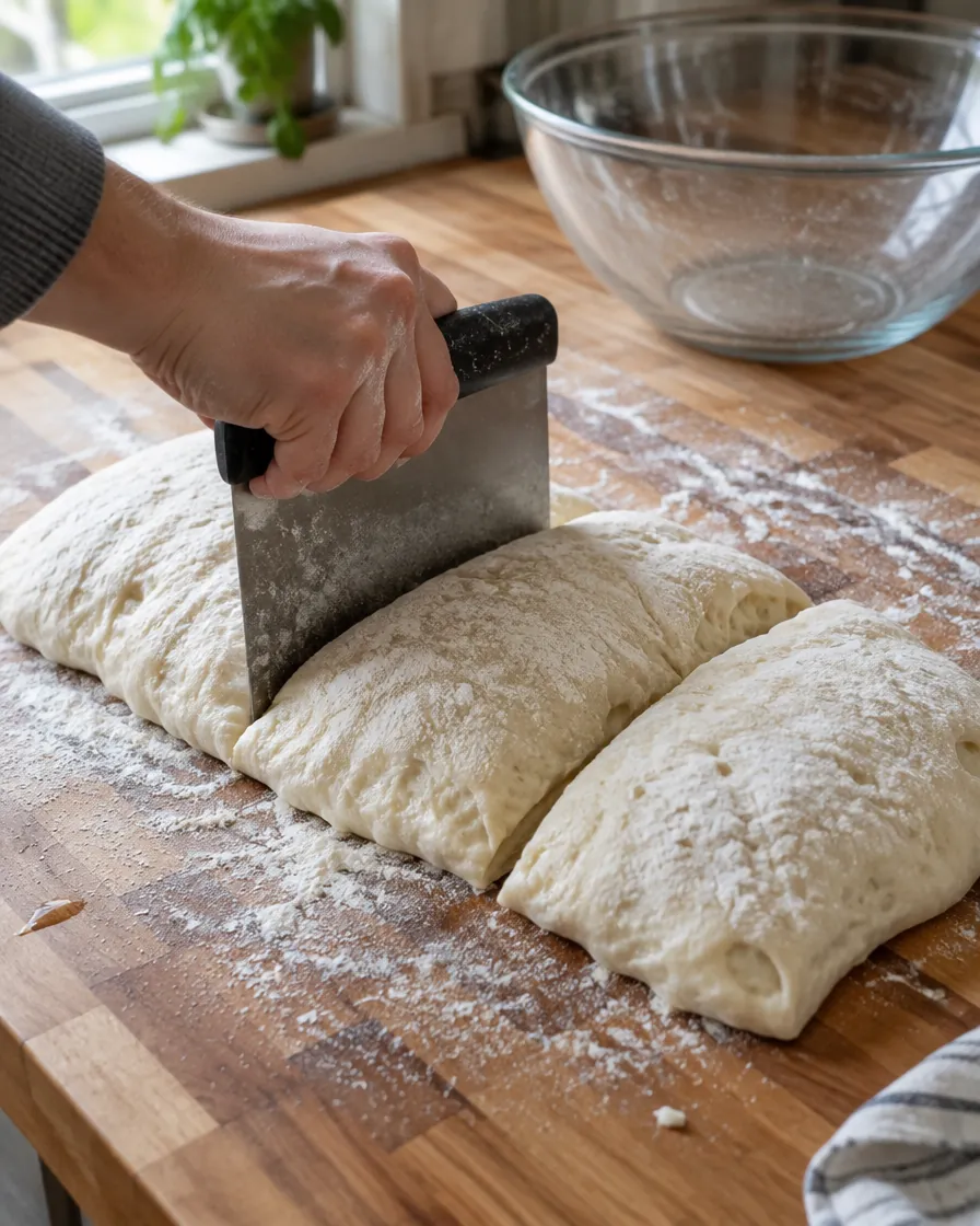 Step 7: Dust the counter generously with flour. Turn the dough out, 