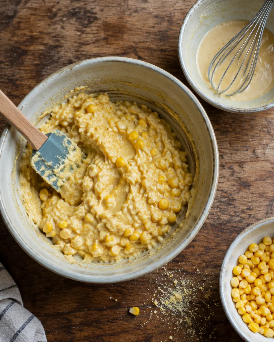 Step 4: In a larger bowl, whisk together the cornmeal, flour, baking