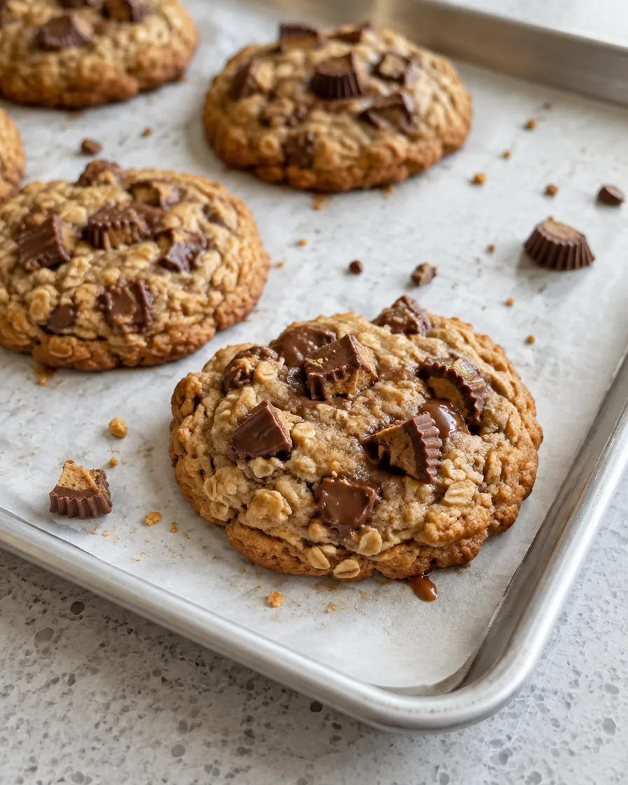 Chewy Peanut Butter Cup Oatmeal Cookies