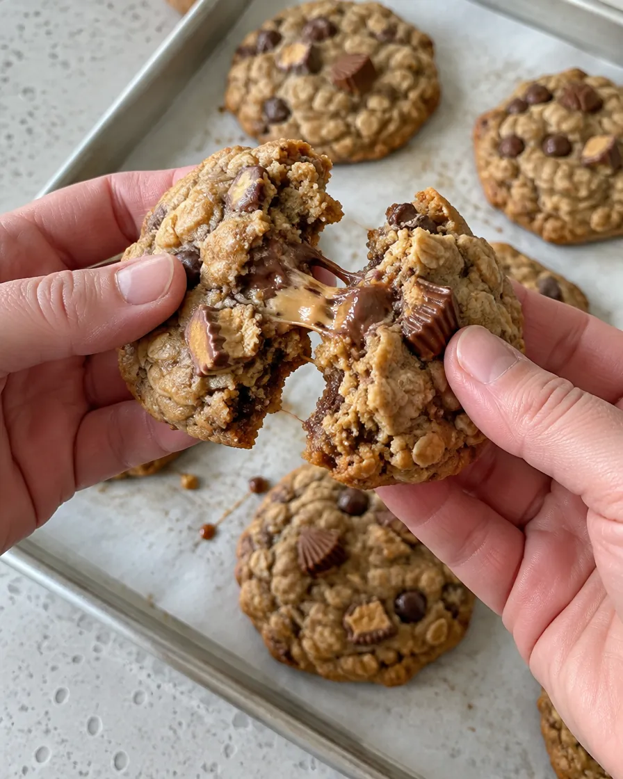 Breaking a gooey cookie