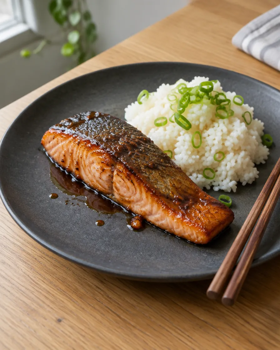 Crispy-Skin Salmon in Sake, Mirin and Soy Marinade