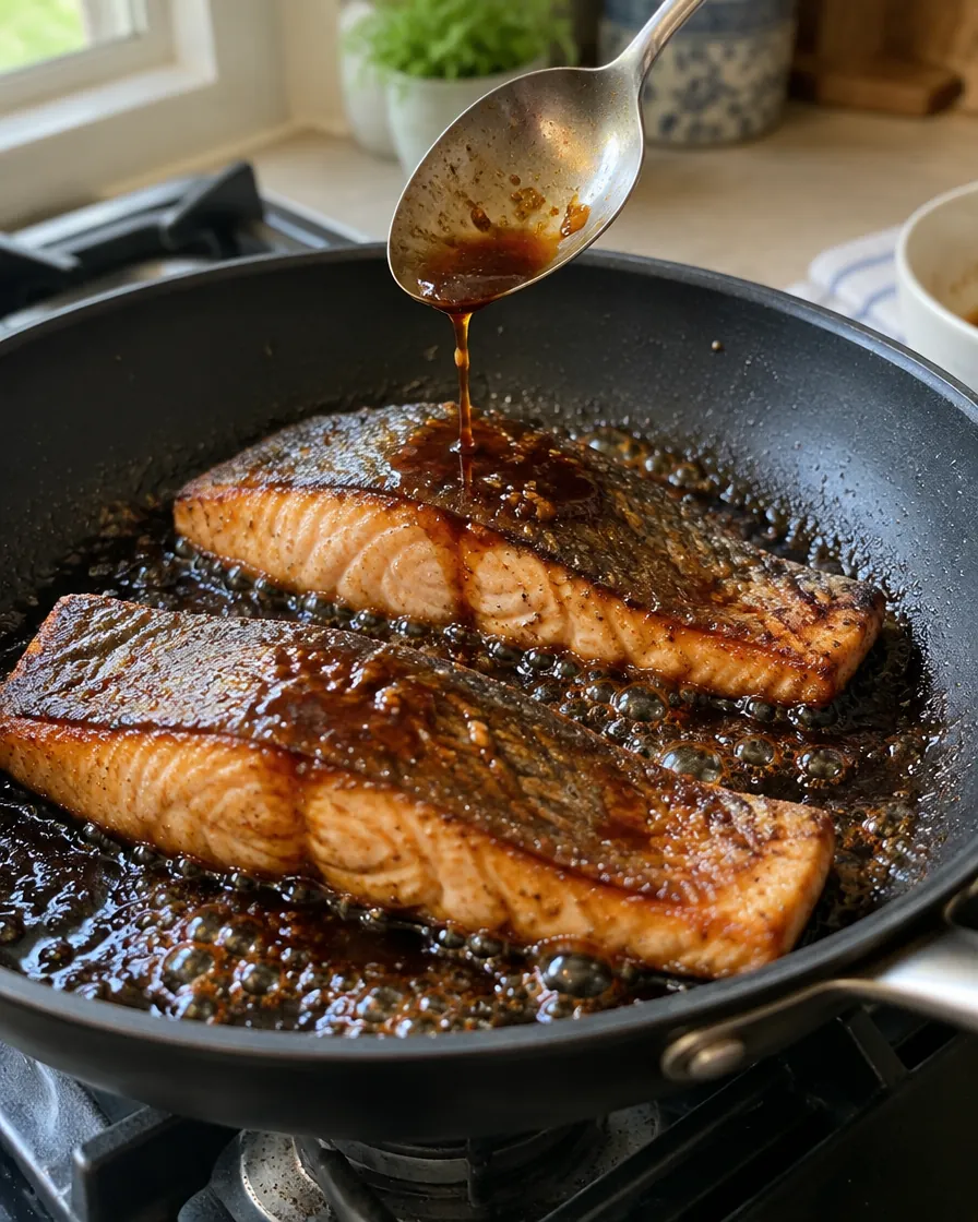 Step 4: Spoon the leftover marinade over the top of the fish, then t
