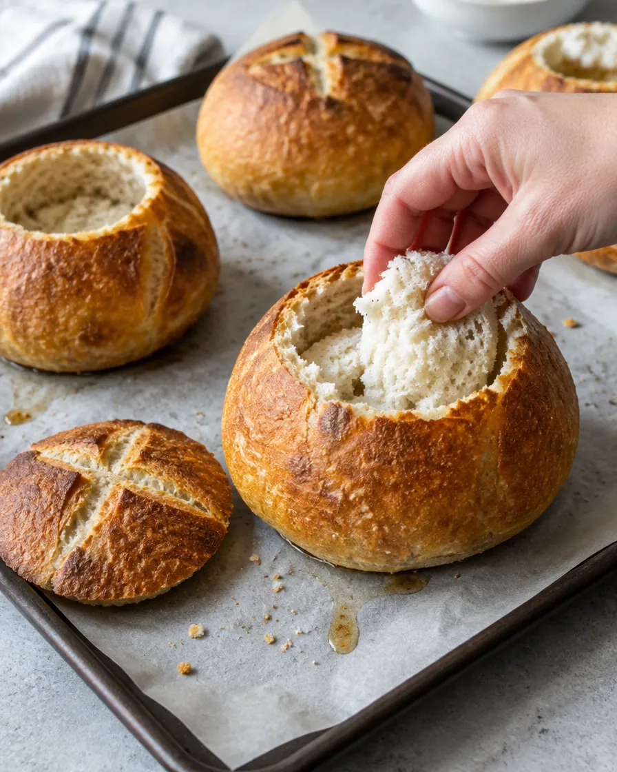 Step 10: Once the bowls are cool enough to handle, cut a wide circle 