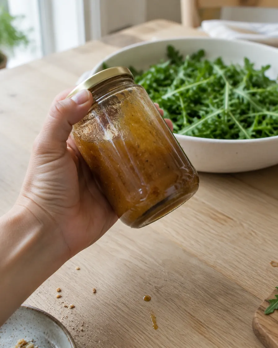 Step 1: Combine the dressing ingredients in a jar and shake well, br