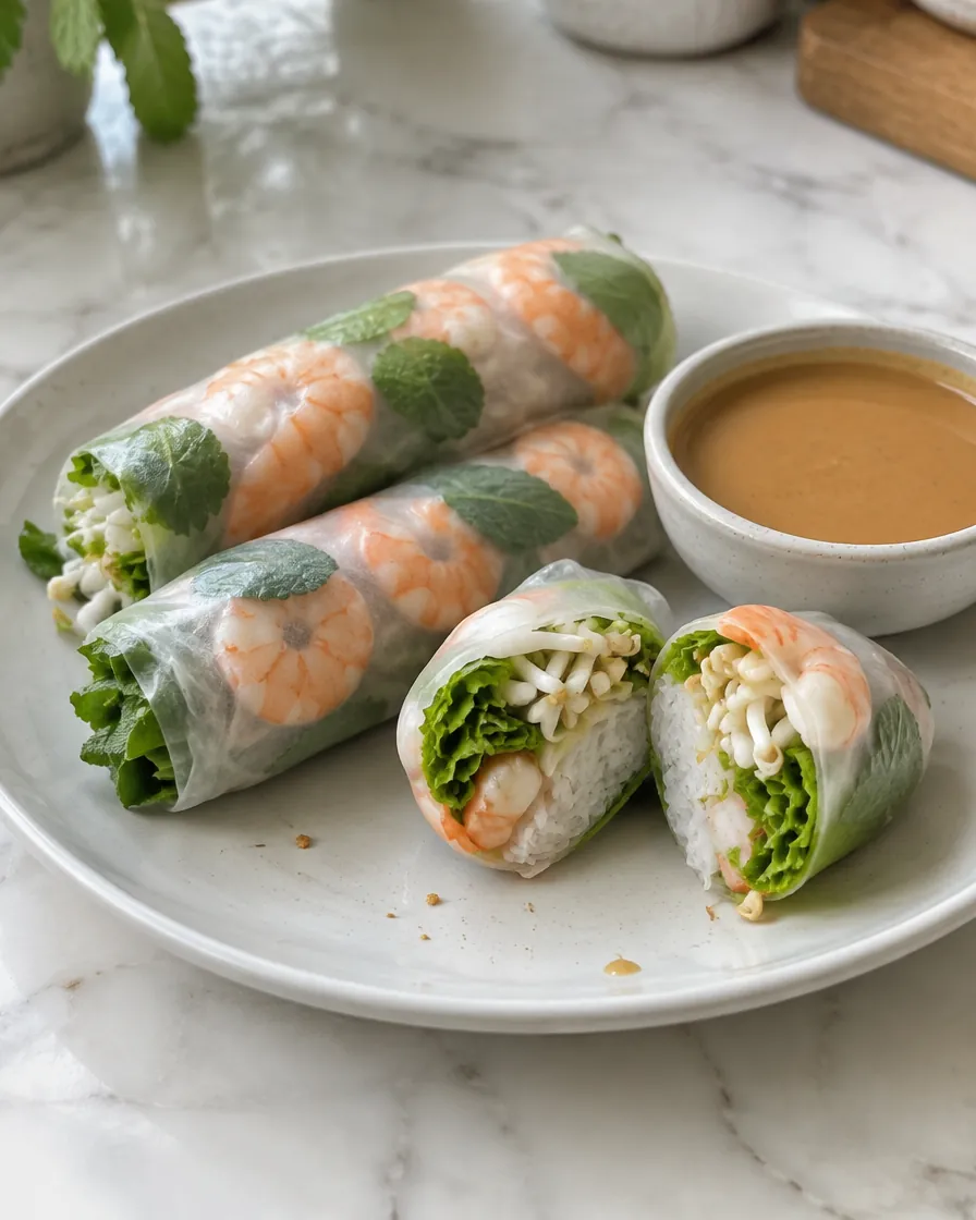 Fresh Shrimp Rice Paper Rolls with Peanut Hoisin Dipping Sauce