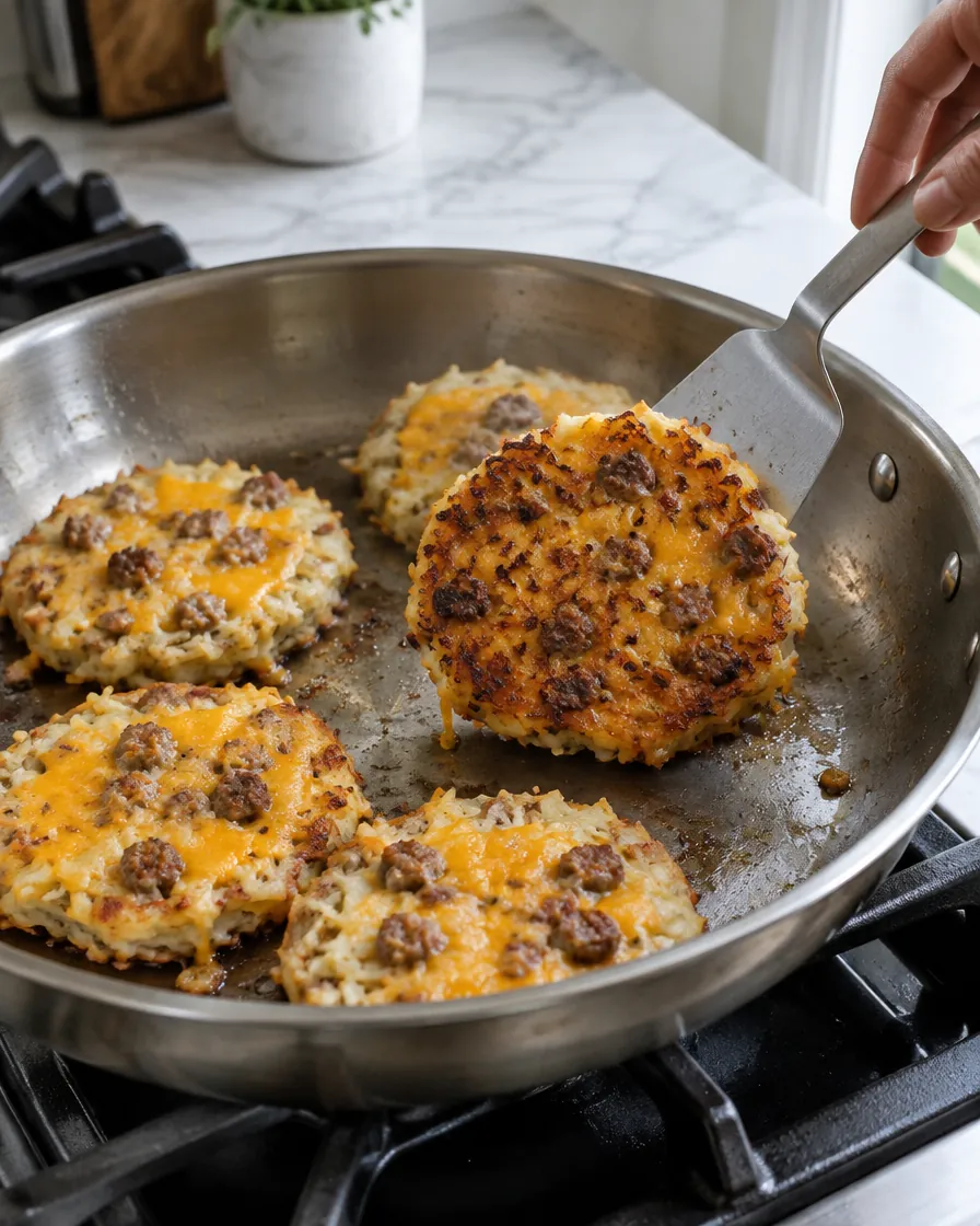 Step 8: Fry for about 3 minutes until the underside is deep golden, 