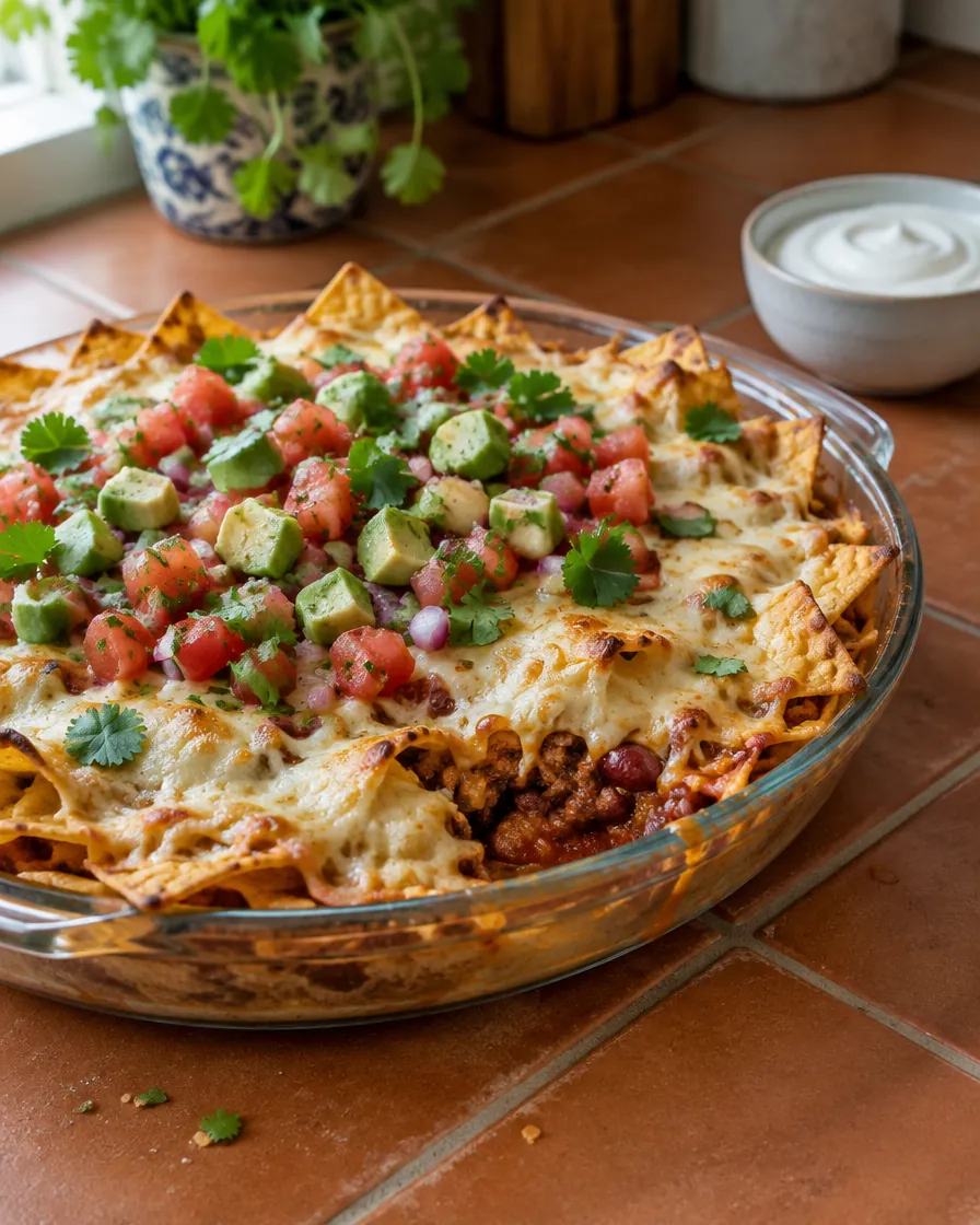 Layered Tortilla Nacho Bake