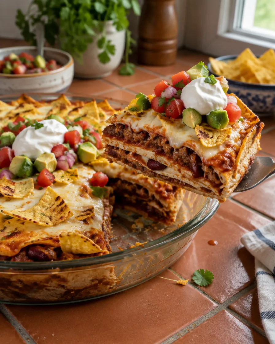 Serving wedge showing layers