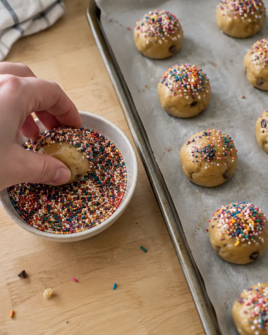 Step 5: Roll the dough into balls of about 1 Tablespoon each and dip