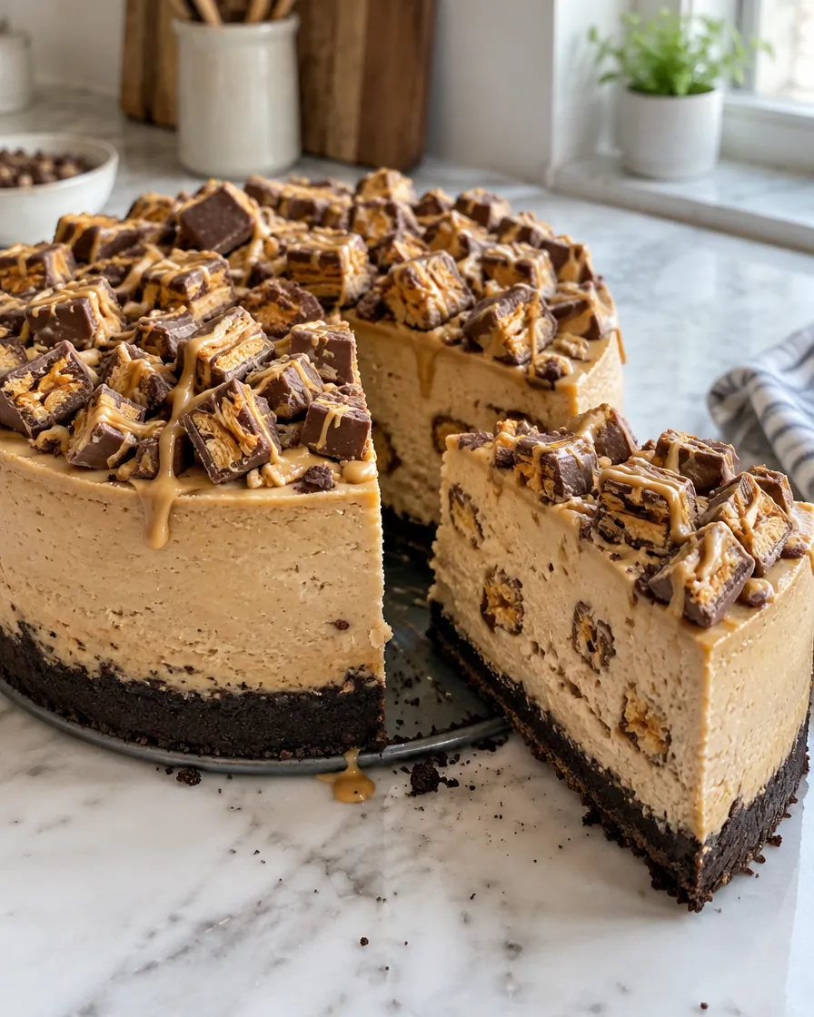 Peanut Butter Crunch Candy Cheesecake