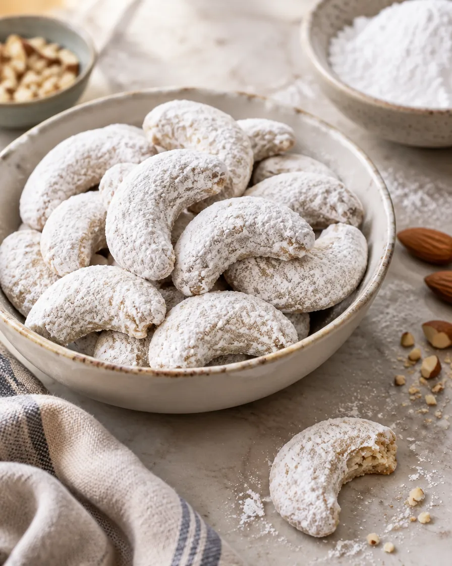 Powdered Sugar Almond Crescents