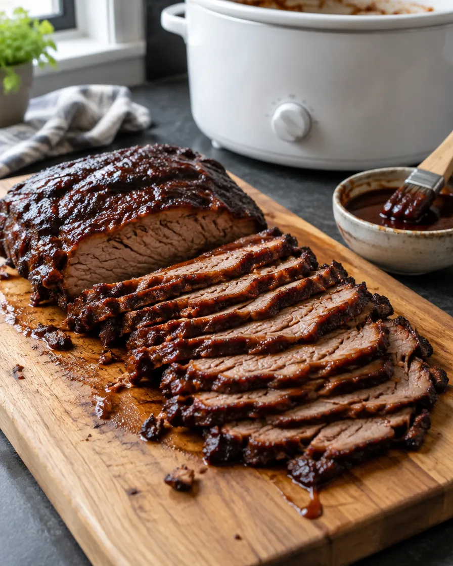 Slow Cooker BBQ Brisket with Sticky Glaze