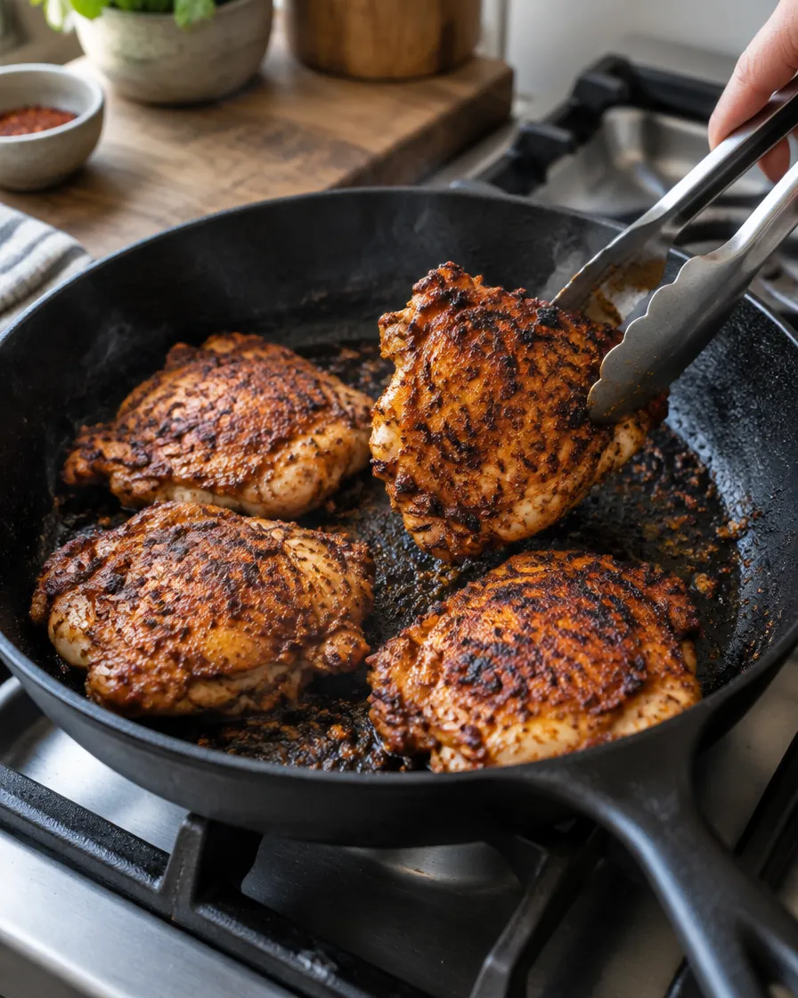 Step 3: Heat the oil in a skillet over medium-high heat (or preheat 