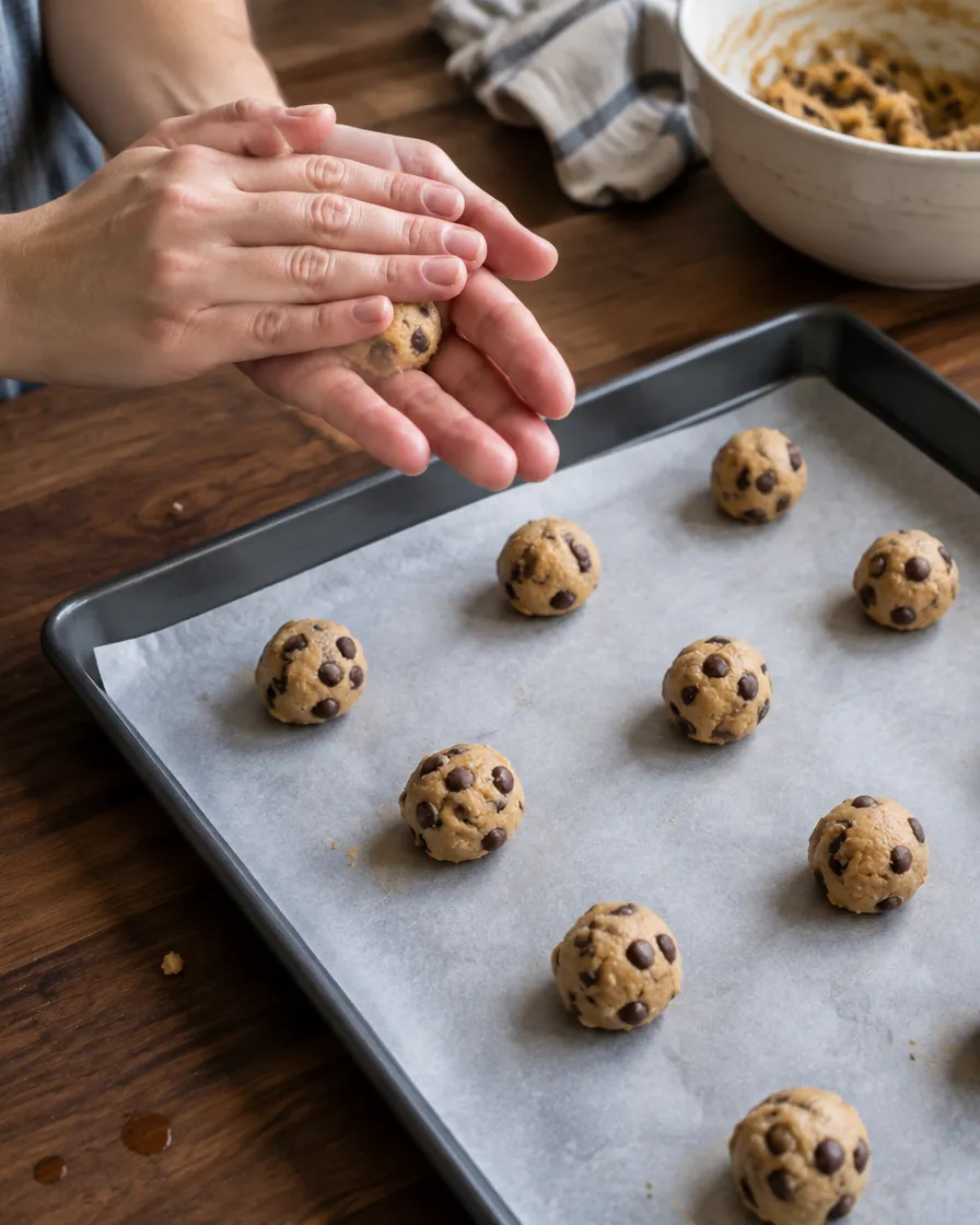 Step 5: Roll scant tablespoons of dough into balls and space them 2 